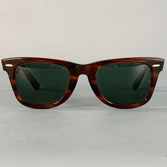 RAY-BAN Vintage Brown Tortoiseshell Acetate Wayfarer Sunglasses - Picture 1 of 7